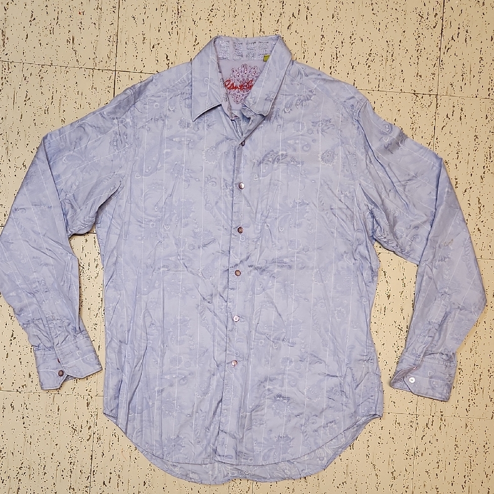 Robert Graham Purple Floral Print Button Down Long Sleeve Casual Dress Shirt